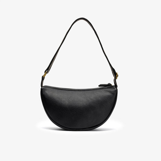 Leather Crescent Crossbody Bag Black - US 1494