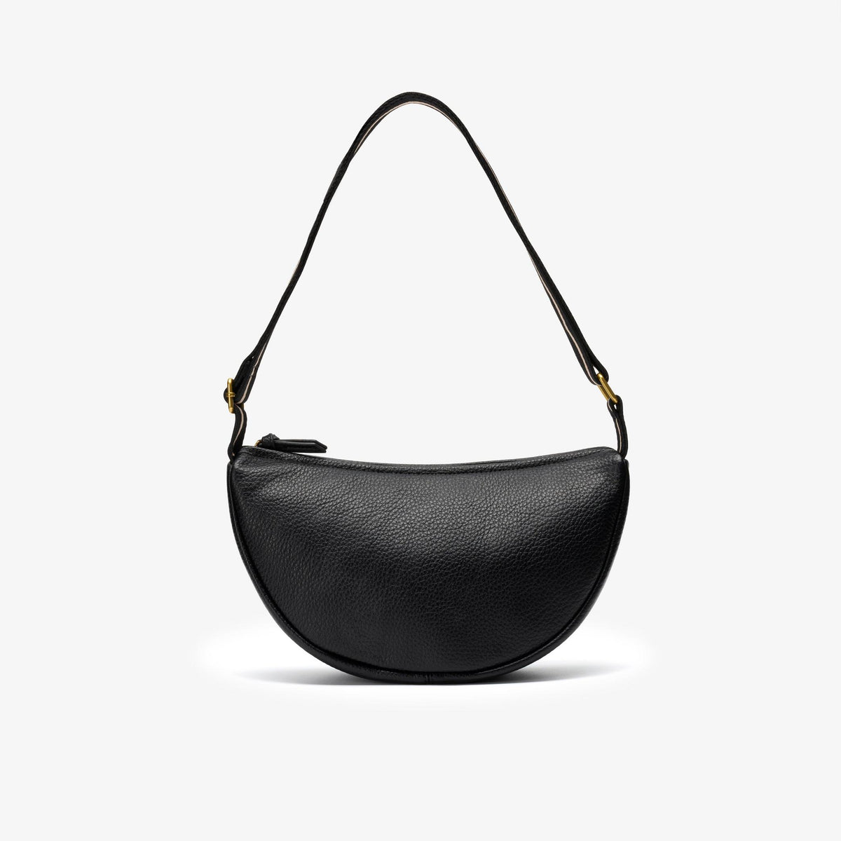 Leather Crescent Crossbody Bag Black - US 1494