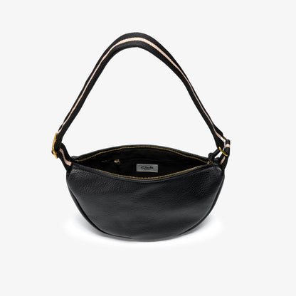 Leather Crescent Crossbody Bag Black - US 1494