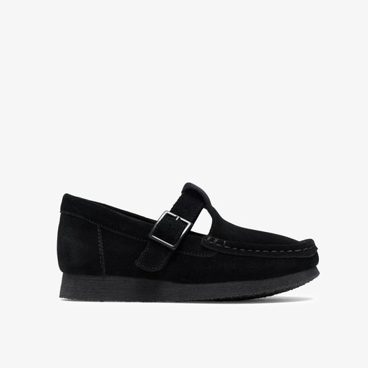 Wallabee T-Bar Kids Black Suede - US 0517